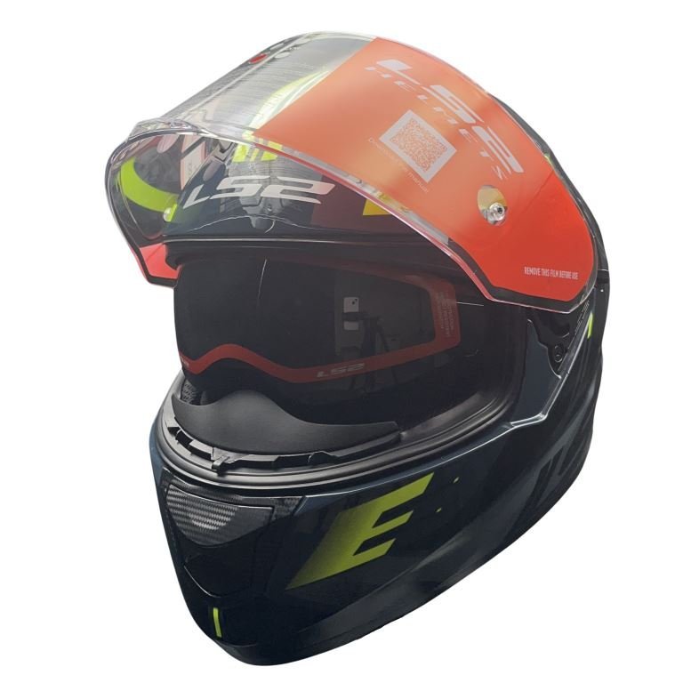 LS2 FF320 Stream Evo Shadow Gloss silver H-v Yellow D-ring Helmet - Image 4