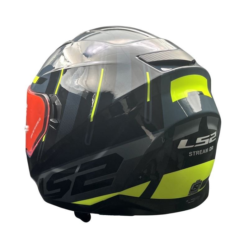 LS2 FF320 Stream Evo Shadow Gloss silver H-v Yellow D-ring Helmet - Image 3