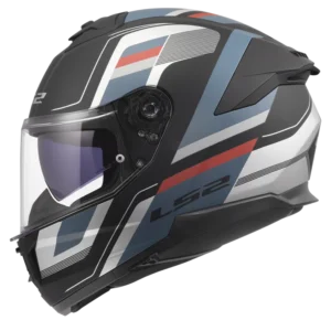 LS2 FF320 Stream II Vintage Matt Black Grey Red Full Face Helmet Front View