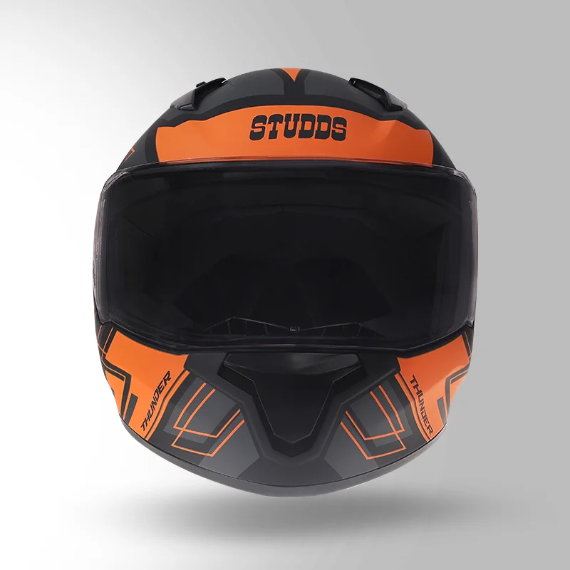 STUDDS THUNDER D3 DECOR WITH SPOILER MATT BLACK ORANGE N10 - Image 4