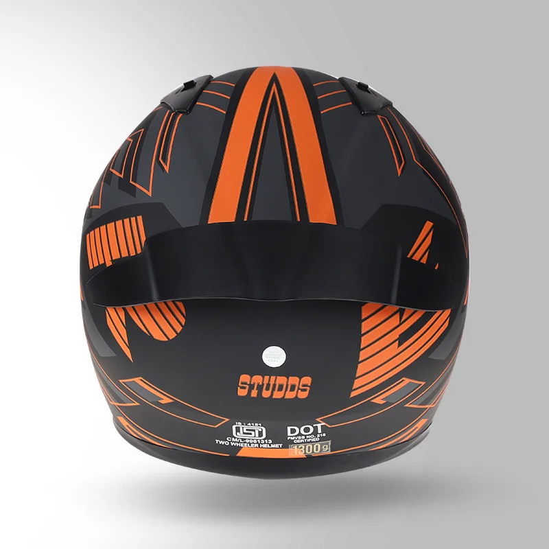 STUDDS THUNDER D3 DECOR WITH SPOILER MATT BLACK ORANGE N10 - Image 6