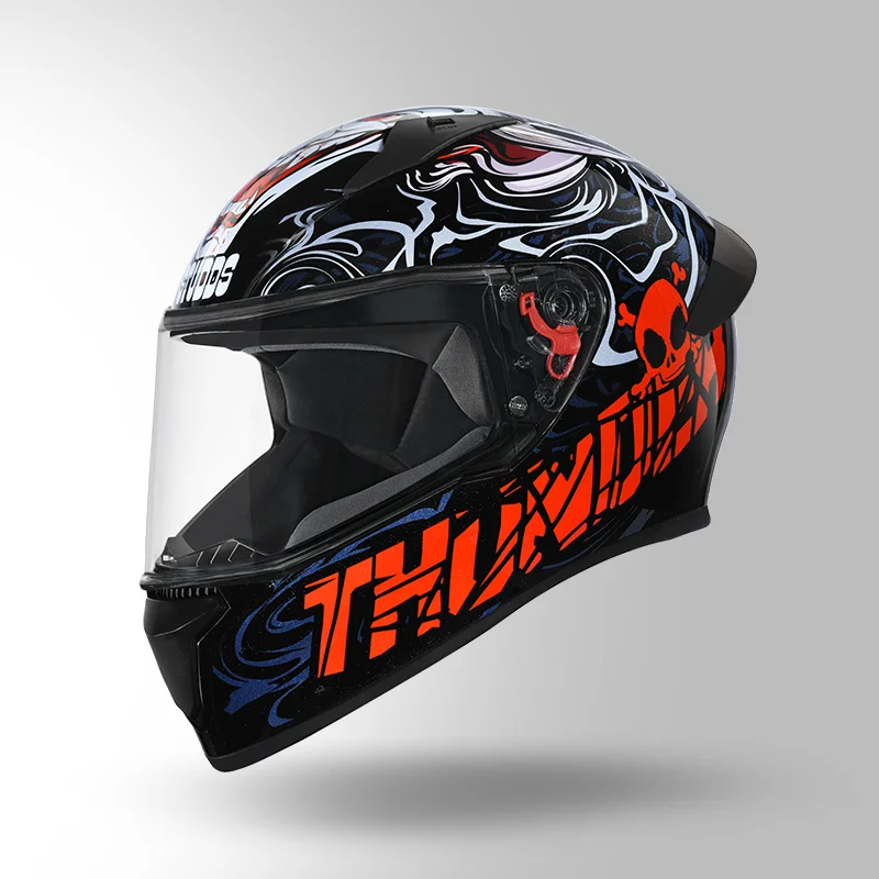 STUDDS THUNDER D9 DECOR WITH MIRROR VISOR MATT BLACK RED N2