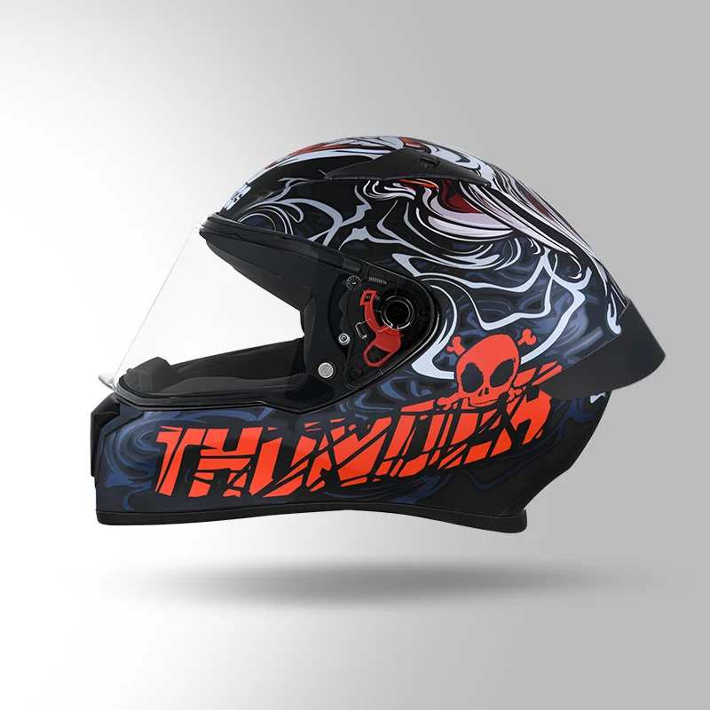 STUDDS THUNDER D9 DECOR WITH MIRROR VISOR MATT BLACK RED N2 - Image 3