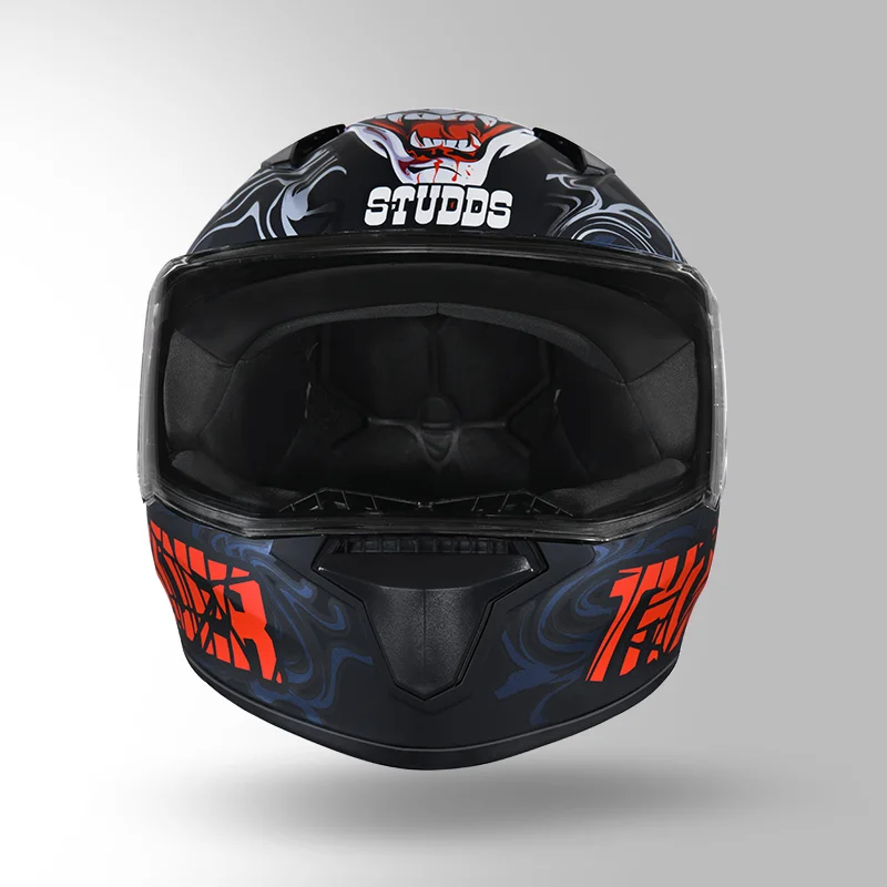 STUDDS THUNDER D9 DECOR WITH MIRROR VISOR MATT BLACK RED N2 - Image 4