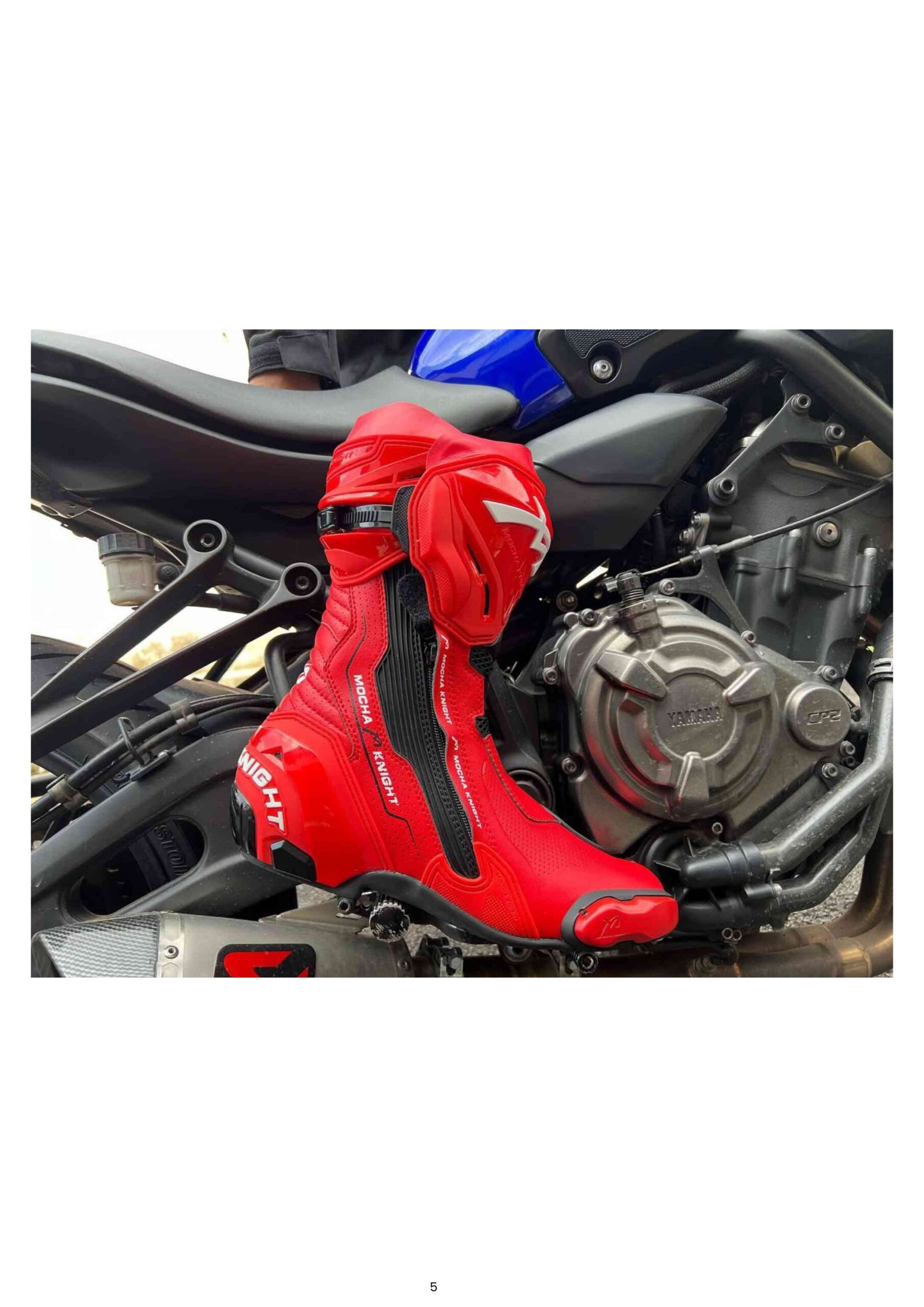 Mocha Knight Track Approved Motorcycle Riding Boot - Red