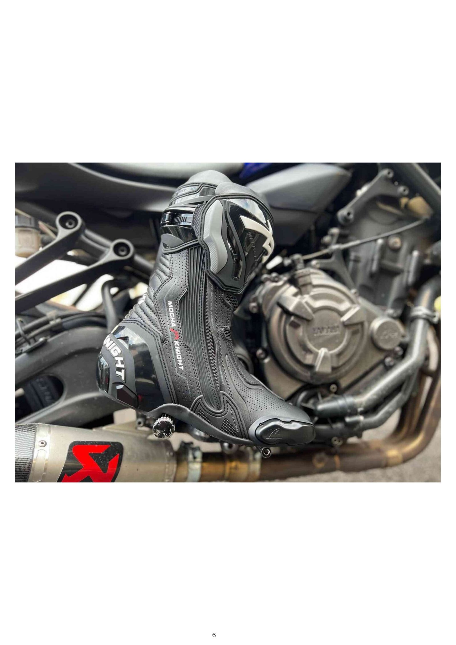 Mocha Knight Track Approved Motorcycle Riding Boot - Black - Image 2