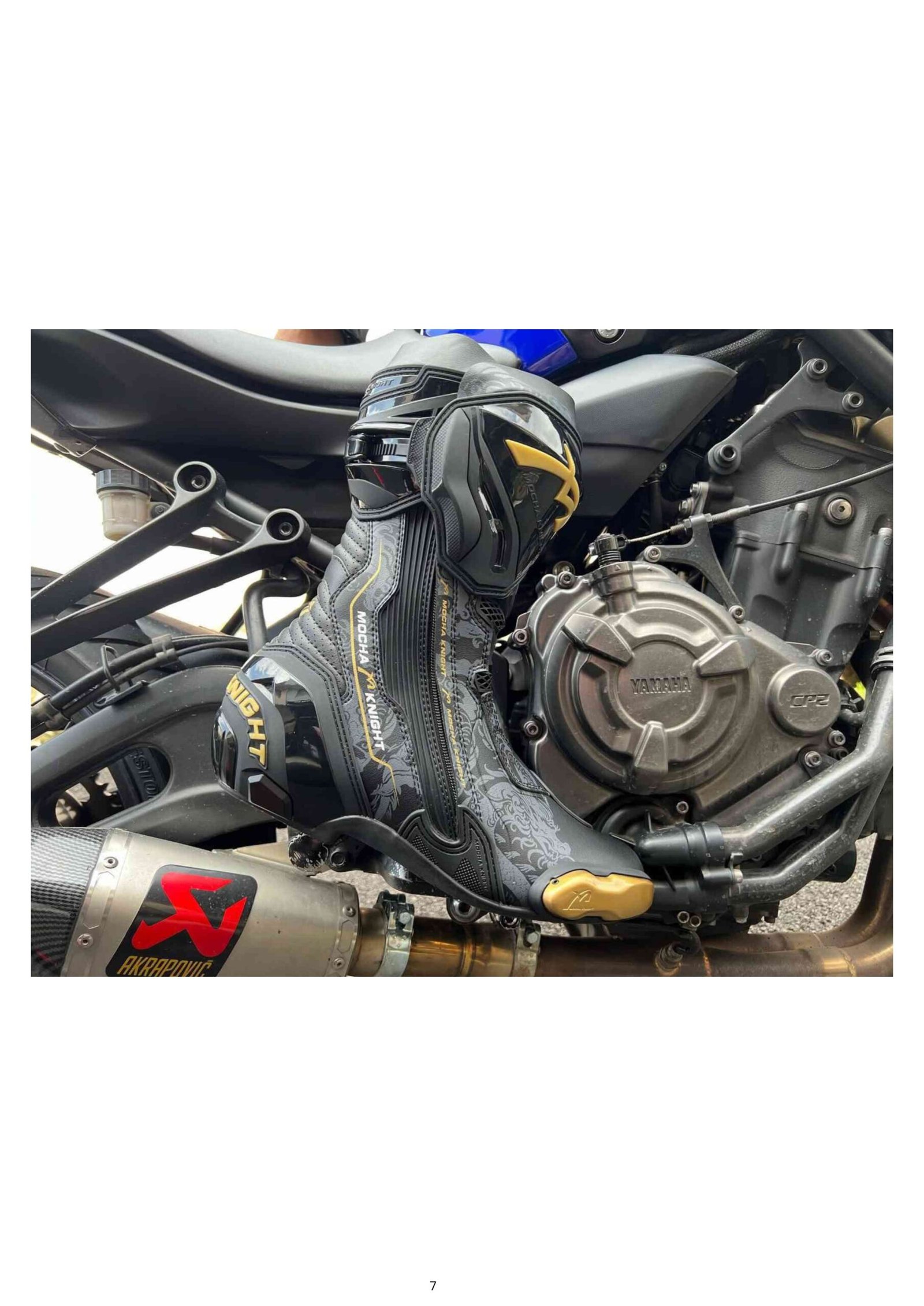 Mocha Knight Track Approved Motorcycle Riding Boot - Black/Gold - Image 2