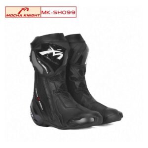 Mocha Knight Track Approved Motorcycle Riding Boot - Black