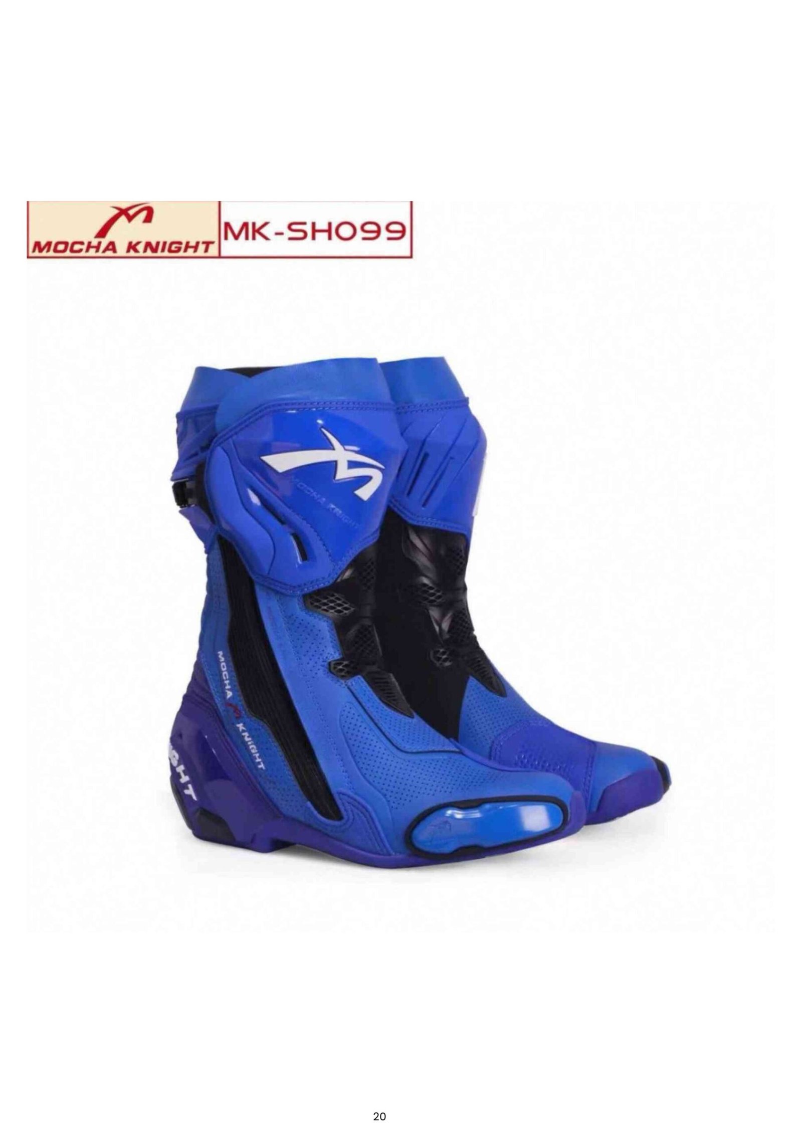 Mocha Knight Track Approved Motorcycle Riding Boot - Blue