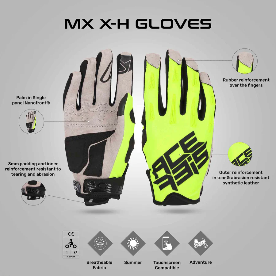 Acerbis MX X-H GLOVES - FLU GREEN/BLACK - Image 2