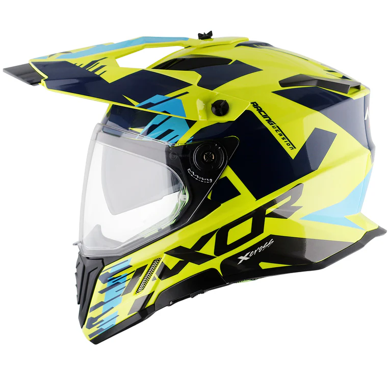 AXOR X-CROSS X1 DUAL-VISOR NEON YELLOW BLUE HELMET FOR MAN AND WOMAN - Image 8