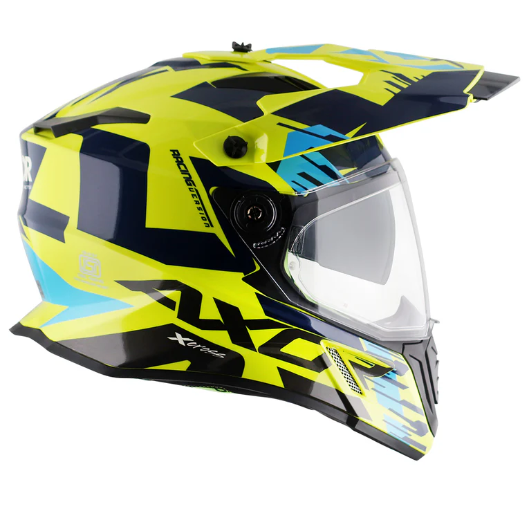 AXOR X-CROSS X1 DUAL-VISOR NEON YELLOW BLUE HELMET FOR MAN AND WOMAN - Image 3