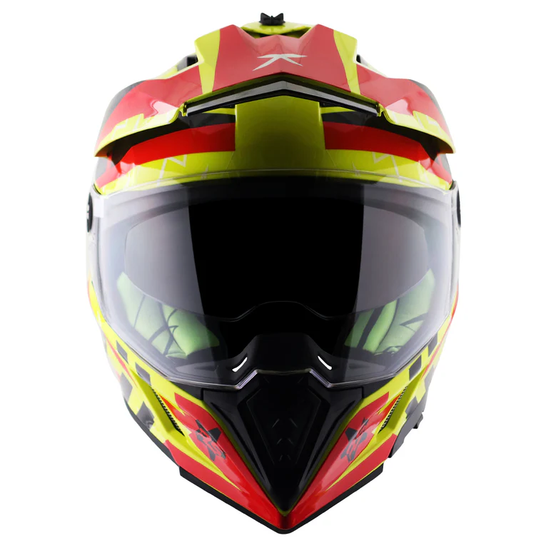 Axor X-Cross Flash Dual Visor Neon Yellow Red Moto Cross or Touring Helmet - Image 5