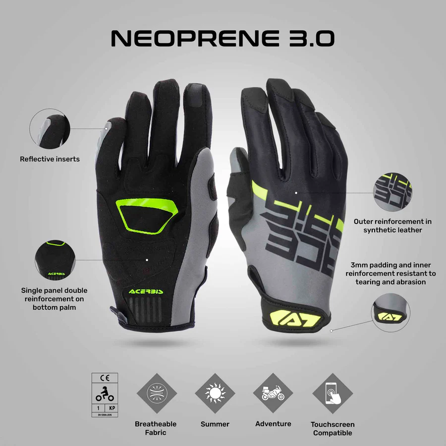 Acerbis NEOPRENE 3.0 GLOVES - BLACK/YELLOW - Image 2
