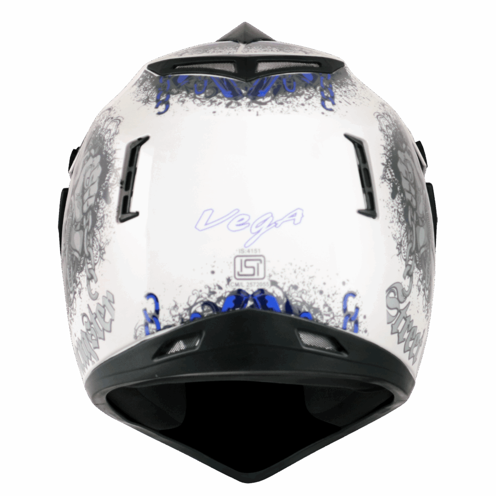 VEGA Off Road D/V Gangster Helmet -White-Blue - Image 3