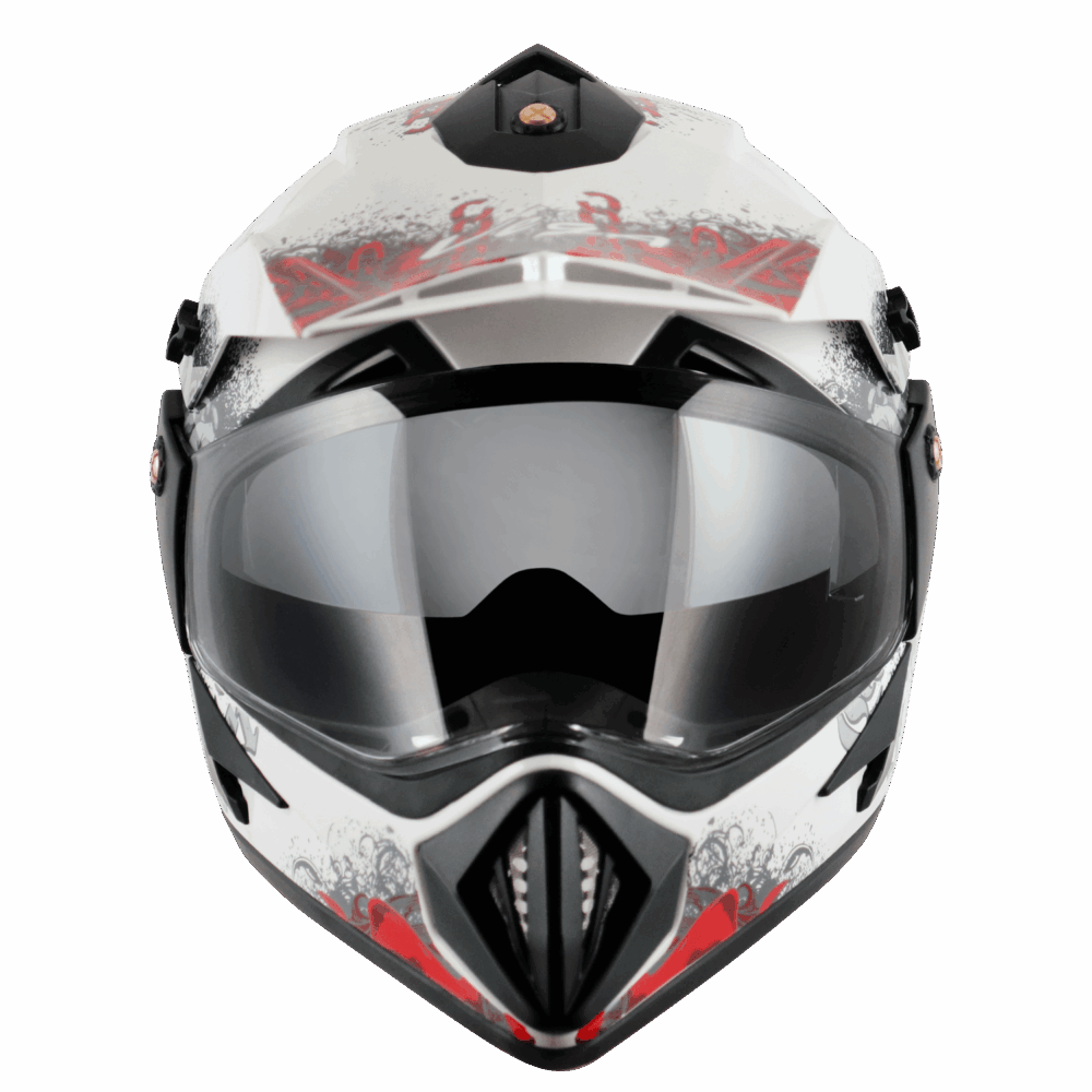 VEGA Off Road D/V Gangster Helmet -White-Red - Image 4