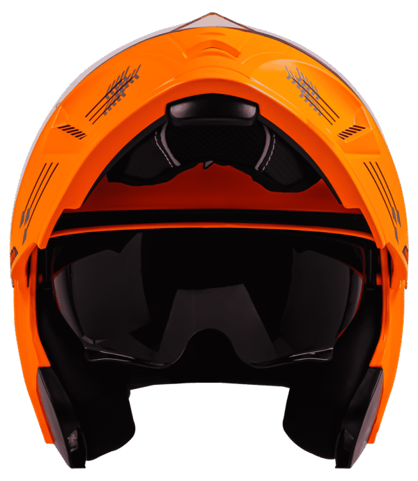 STEELBIRD SBA-20 ISS JAI SHREE RAM GLOSSY ORANGE BLACK - Helmet Racing