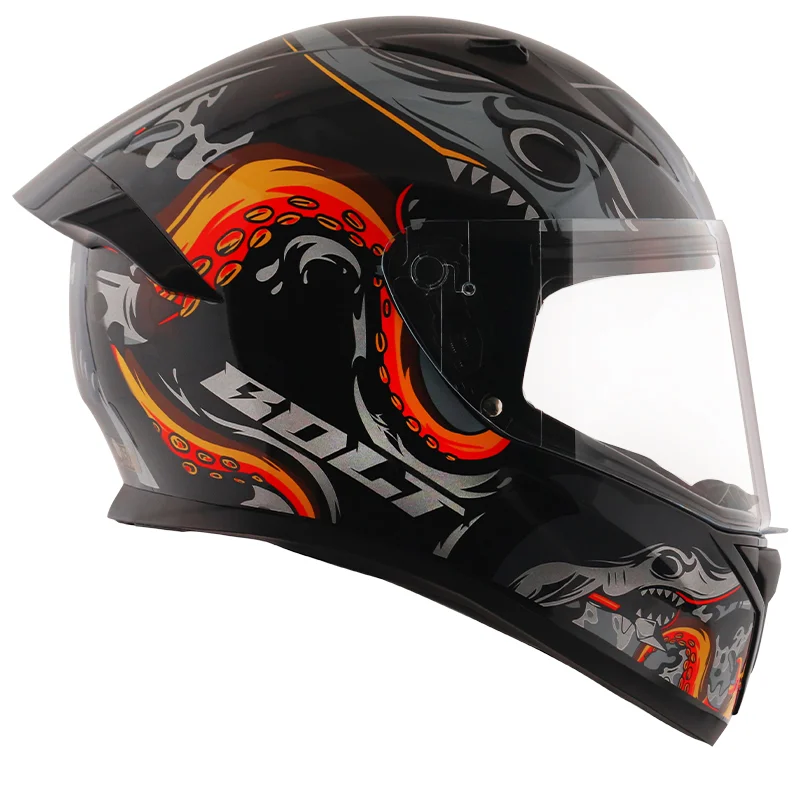 VEGA BOLT OCTOPUS BLACK ORANGE HELMET - Image 4
