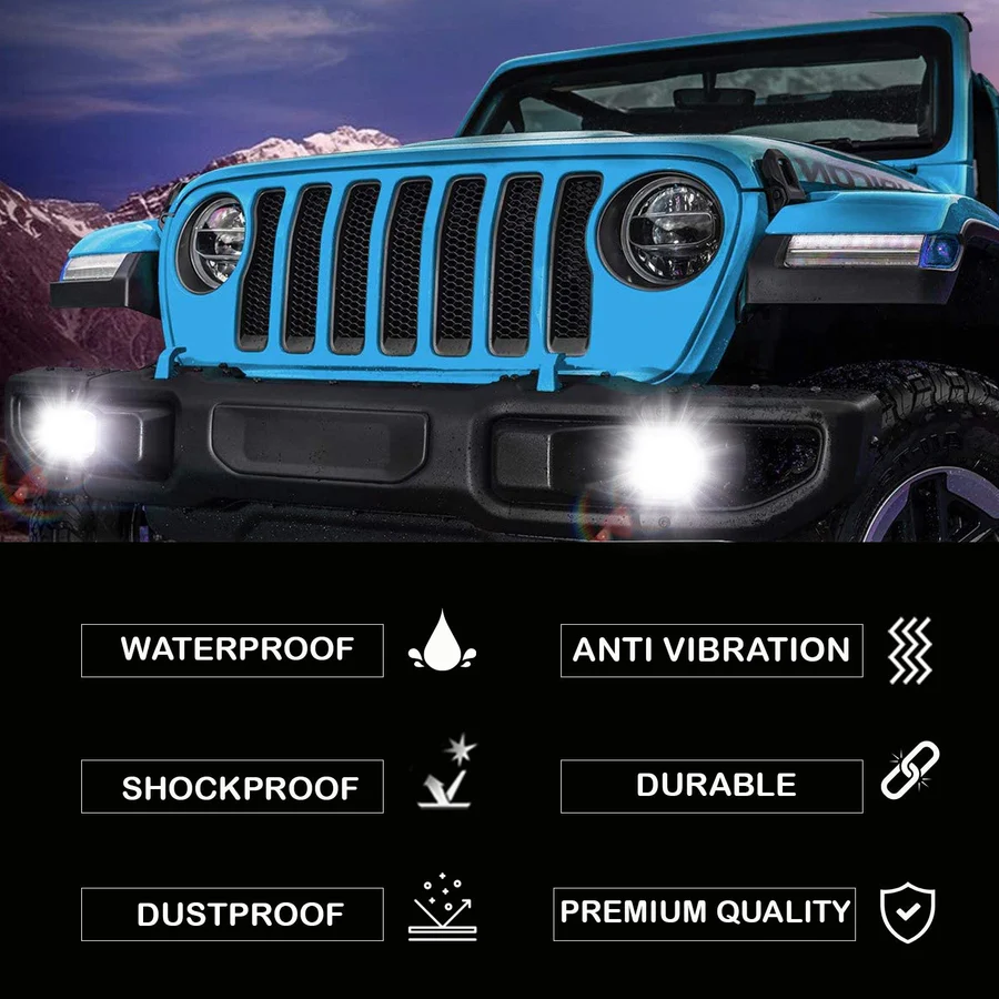 Headlight LED Work Light Fog Lamp Dual Color Motorcycle Lights Spot Light High beam/Low beam(12-80V DC - 60W) - Image 6