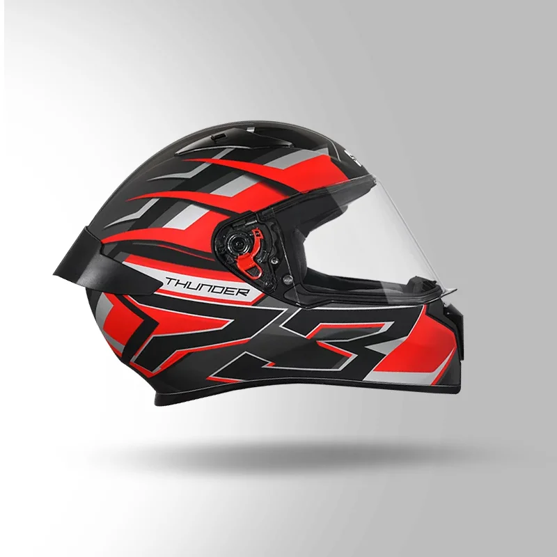 STUDDS THUNDER D6 DECOR WITH SPOILER BLACK RED N4 - Image 4