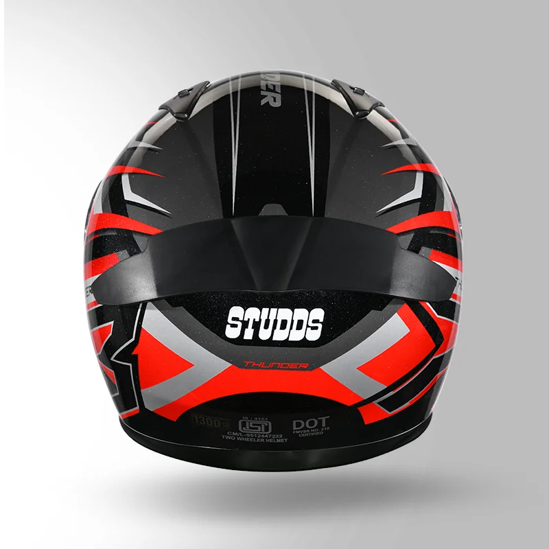 STUDDS THUNDER D6 DECOR WITH SPOILER BLACK RED N4 - Image 5