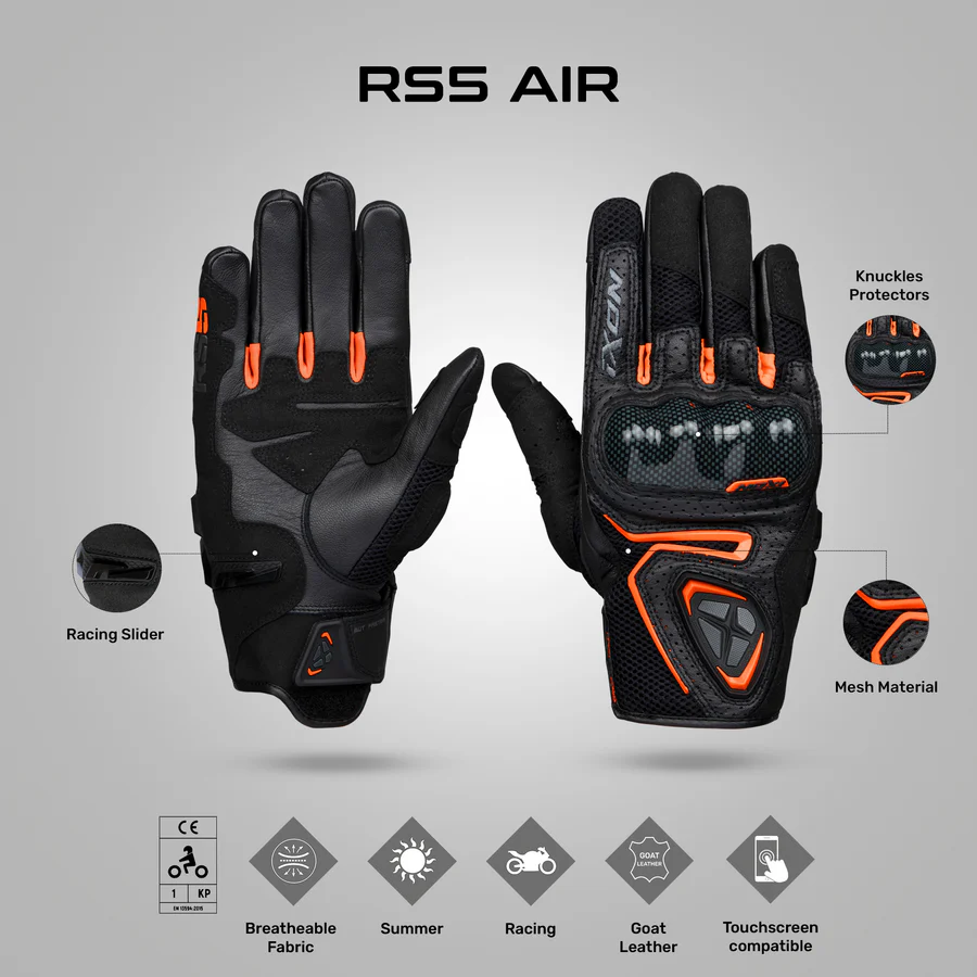 IXON RS5 AIR Gloves - Black / Orange - Image 3