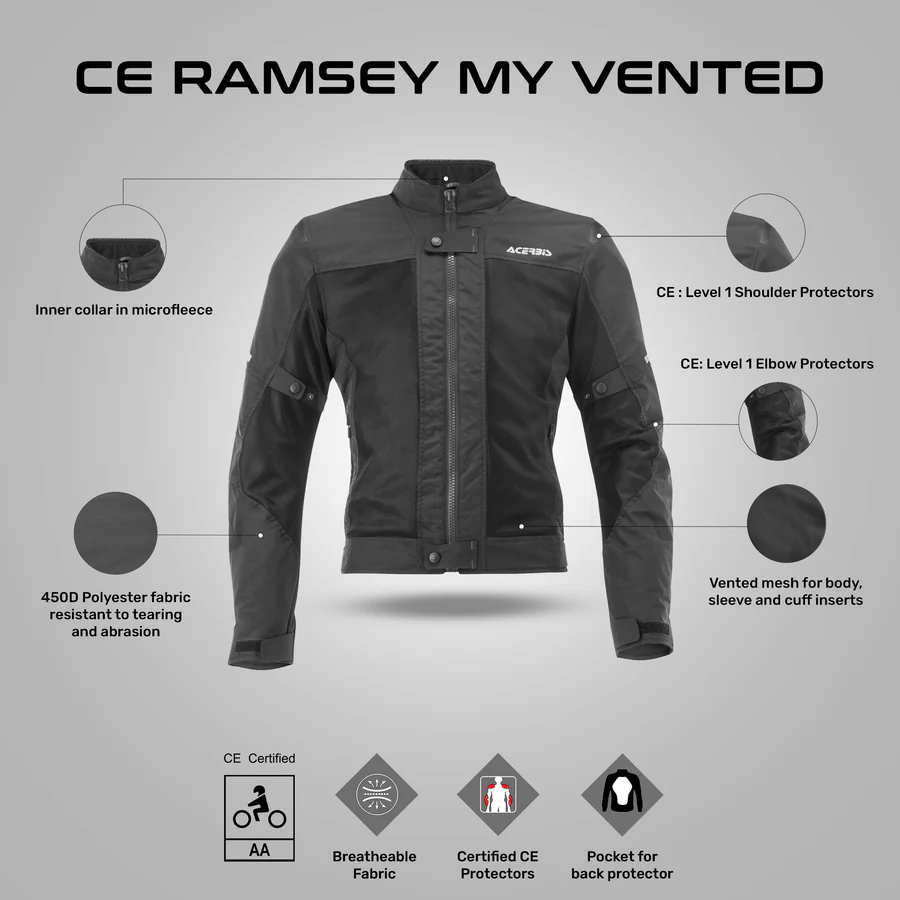 Acerbis Ramsey My Vented Jacket - Black - Image 2