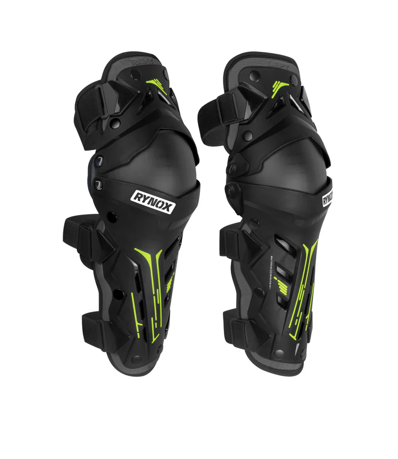 RYNOX BASTION BIONIC KNEE GUARDS HI-VIZ BLACK GREEN