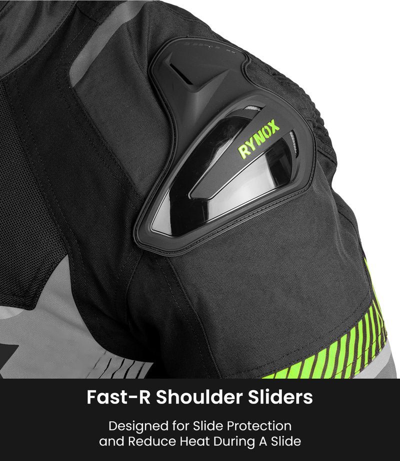 RYNOX APEX EVO JACKET - CE CERTIFIED CLASS AA -Black Hi viz Green - Image 13