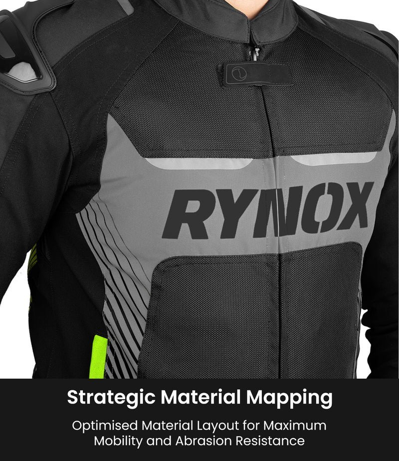 RYNOX APEX EVO JACKET - CE CERTIFIED CLASS AA -Black Hi viz Green - Image 11