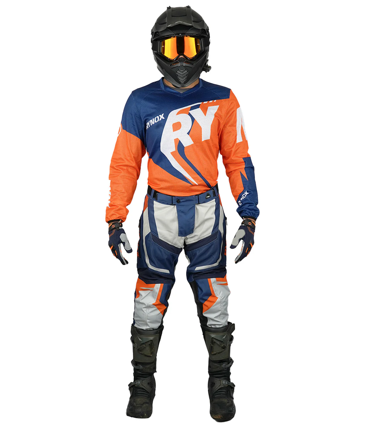RYNOX SWITCHBACK NEO OFFROAD JERSEY HI-VIZ ORANGE BLUE - Image 7