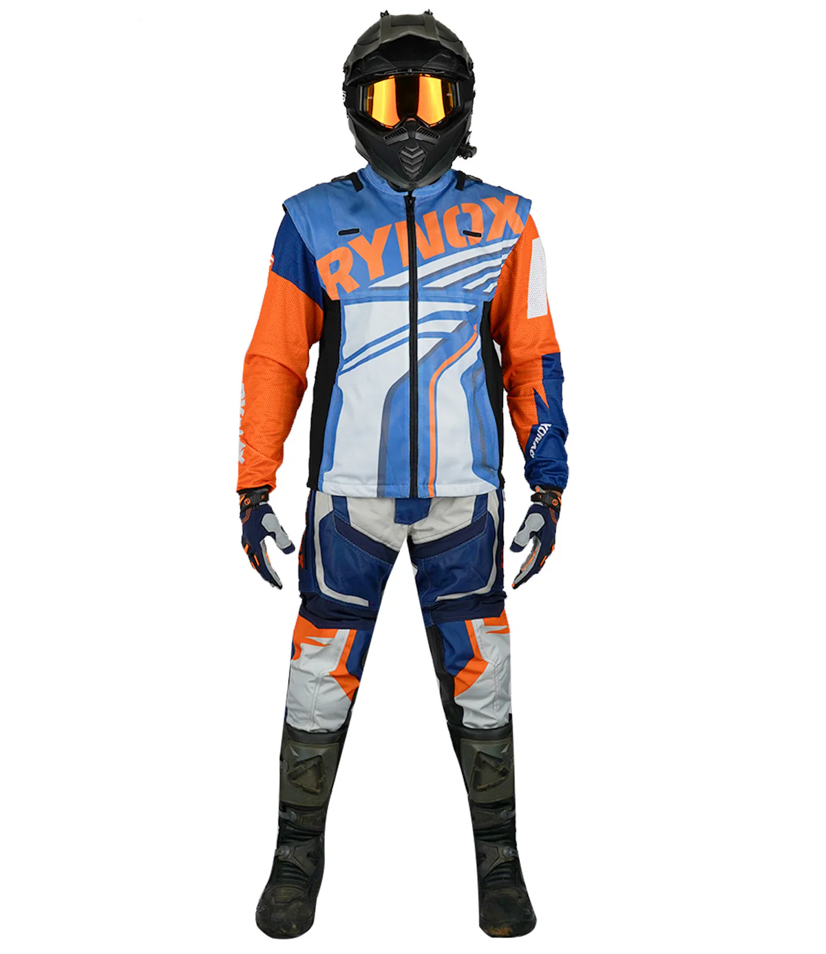 RYNOX SWITCHBACK NEO OFFROAD JERSEY HI-VIZ ORANGE BLUE - Image 9