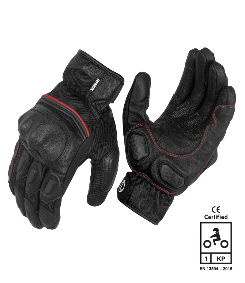 RYNOX TORNADO PRO 3 GLOVES BLACK RED
