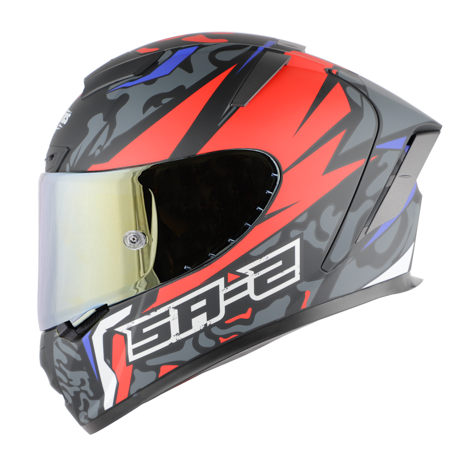 Steelbird SA-2 TERMINATOR 3.0 MAT BLACK WITH RED FITTED WITH CLEAR VISOR EXTRA GOLD CHROME VISOR FREE (WITH ANTI-FOR SHIELD HOLDER) - Image 3