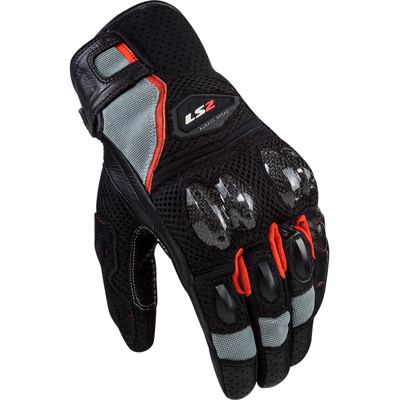 LS2 SPARK II AIR GLOVES BLACK GREY RED
