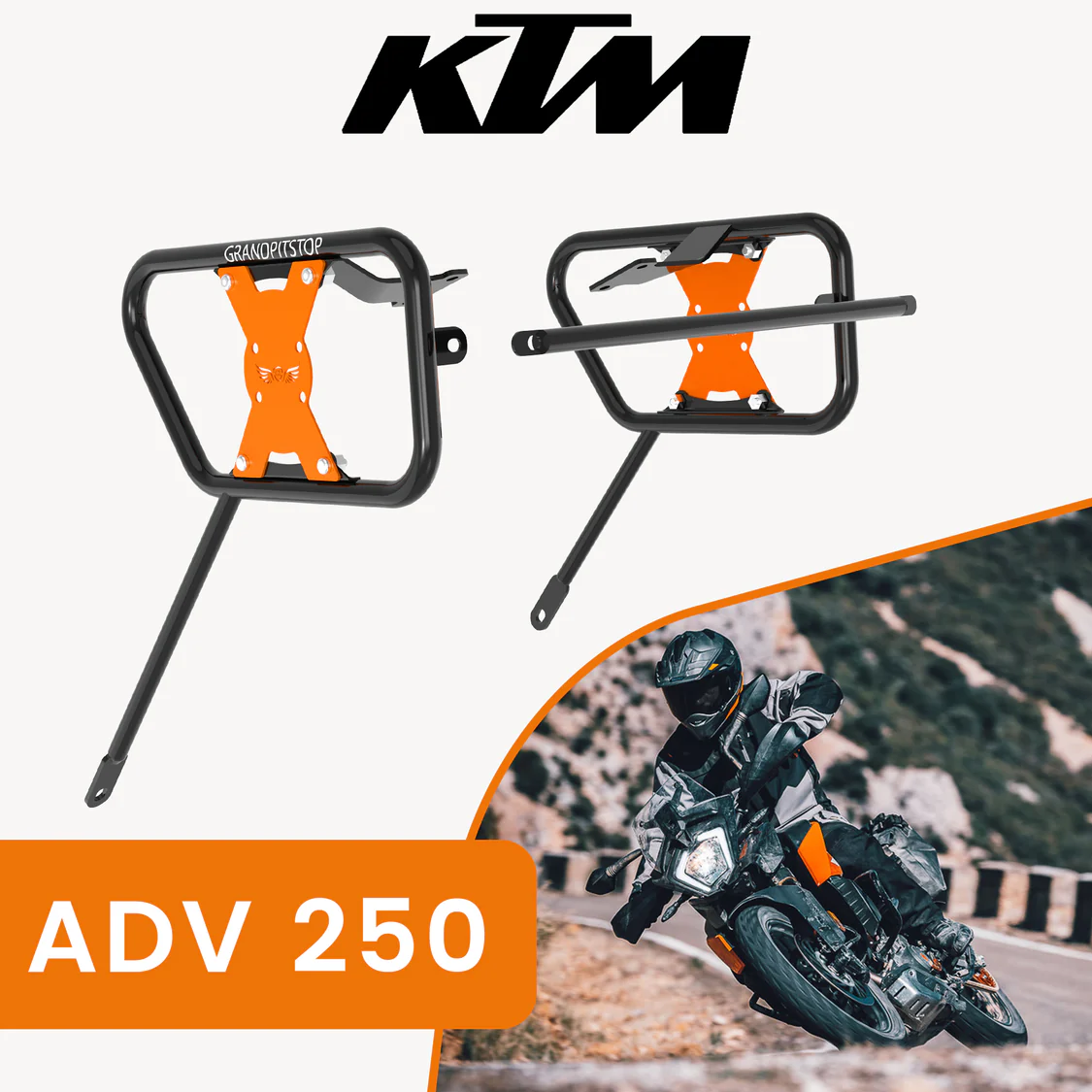 Grand Pitstop SADDLE STAY (PAIR) - Black/Orange for KTM - ADV 250