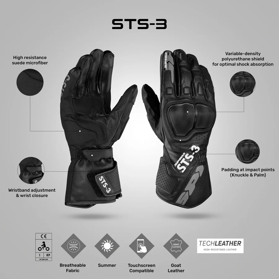 Spidi STS 3 Gloves - BLACK - Image 2