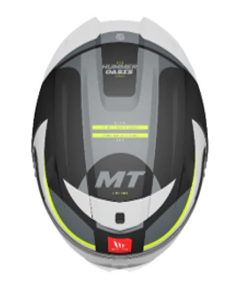 MT Hummer Oasis Gloss Black Fluro Yellow Grey B3 Helmet - Image 2