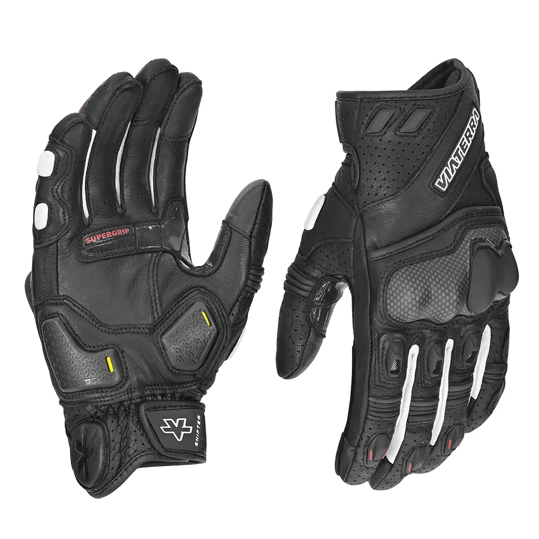 Viaterra KRUGER – SHIFTER – SHORT MOTORCYCLE LEATHER RIDING GLOVES - Black