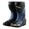 Axor Slipstream black and blue motorcycle racing boots with shin protection and steel toe sliders.