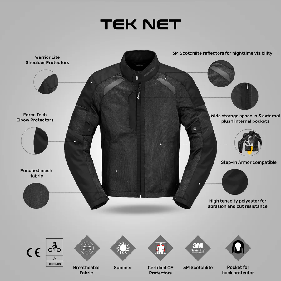 Spidi Tek Net Jacket - Black - Image 2