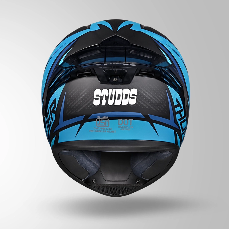 STUDDS THUNDER D1 LIGHTVOLT DECOR MATT BLACK / GREY & BLUE - Image 6