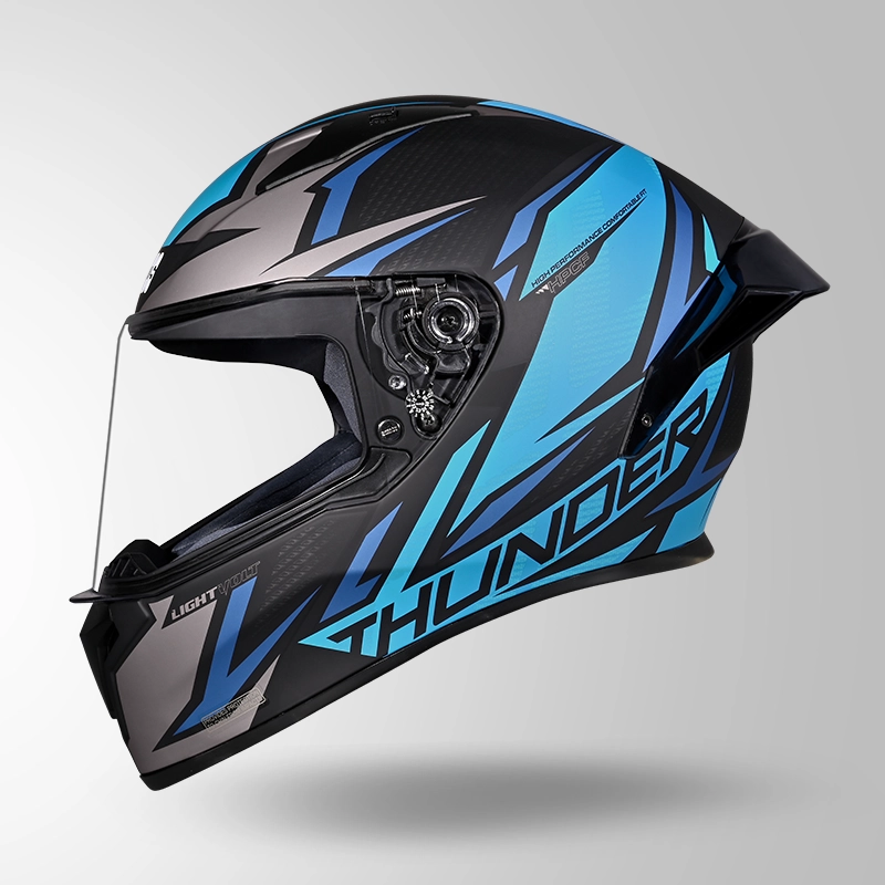 STUDDS THUNDER D1 LIGHTVOLT DECOR MATT BLACK / GREY & BLUE - Image 4