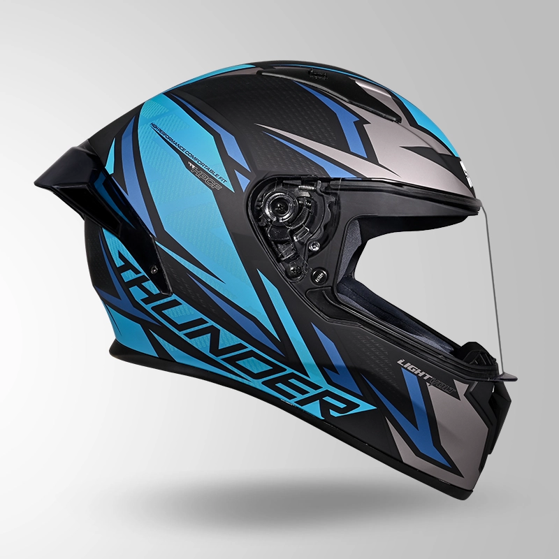 STUDDS THUNDER D1 LIGHTVOLT DECOR MATT BLACK / GREY & BLUE - Image 3