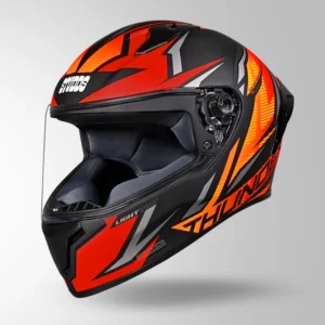 STUDDS THUNDER D1 LIGHTVOLT DECOR MATT BLACK / RED & ORANGE