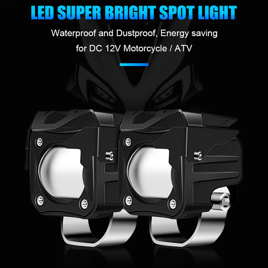 Headlight LED Work Light Fog Lamp Dual Color Motorcycle Lights Spot Light High beam/Low beam(12-80V DC - 60W)