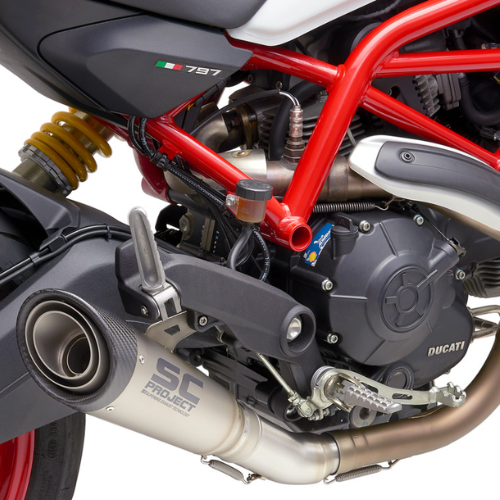 SC PROJECT EXHAUST FOR DUCATI MONSTER 797 (2017 – 2020) S1 Muffler, Titanium, with Carbon fiber end cap - Image 2