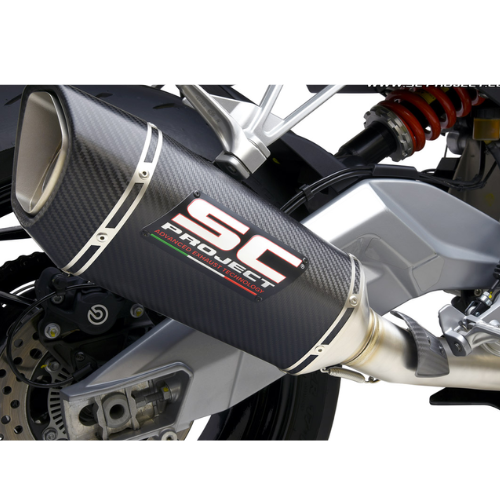 SC PROJECT EXHAUST FOR APRILIA RS 660 (2020 – 2023) Full exhaust system 2-1, Stainless steel, with SC1-R carbon fiber Muffler - Image 2