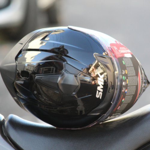 SMK TYPHOON SOLID GL200 GLOSSY BLACK-FULL FACE HELMET - Image 2