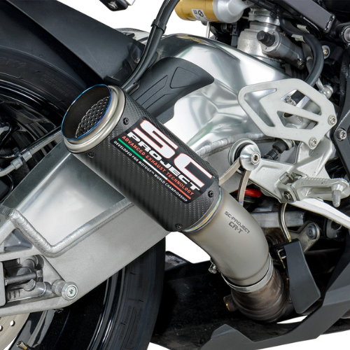 SC PROJECT EXHAUST FOR BMW S 1000 RR (2015 – 2016) CR-T carbon fiber with Titanium mesh Muffler with full titanium link pipe